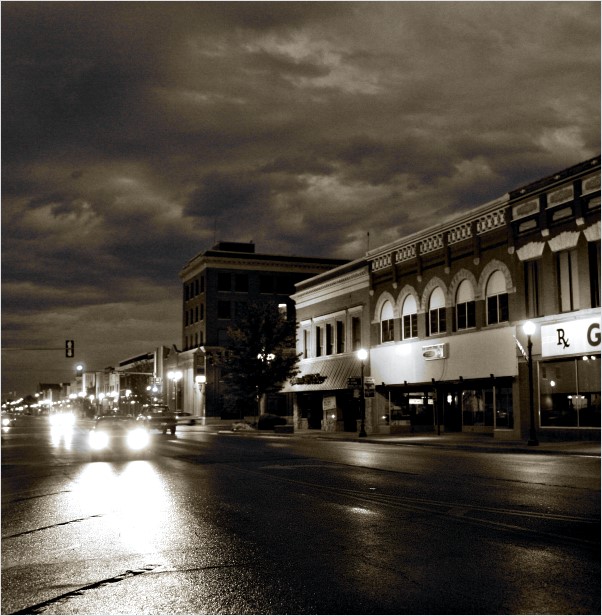 Downtown Emporia, Rainy Morning