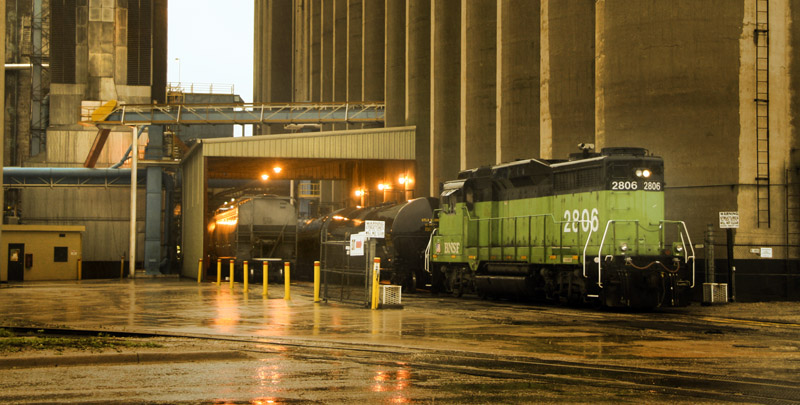 Green Locomotive at Soybean Plant