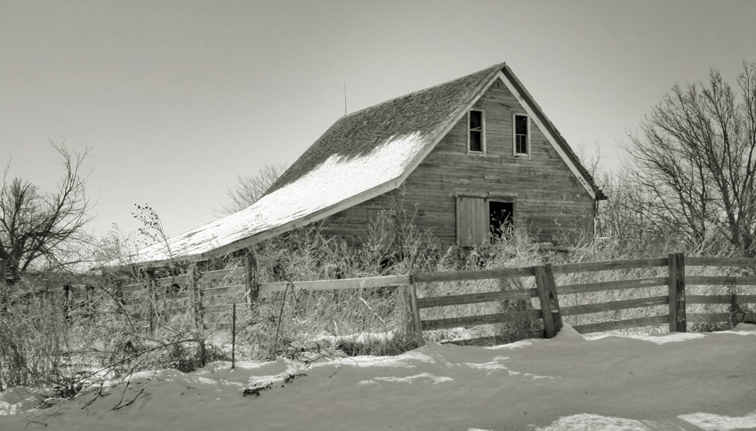 Wooden Fence and Barn