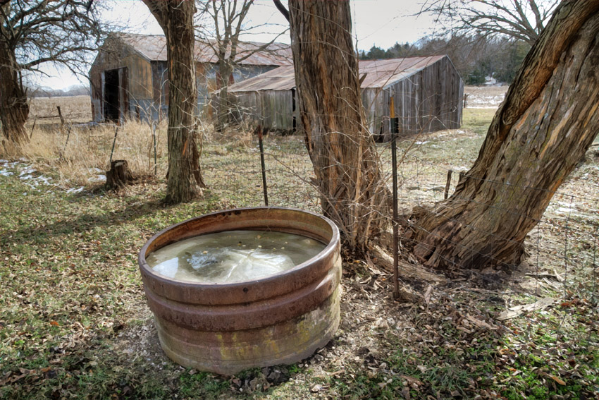 Iced-Over Stock Tank