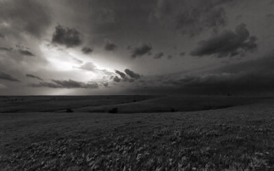 monochrome study of hills and sky