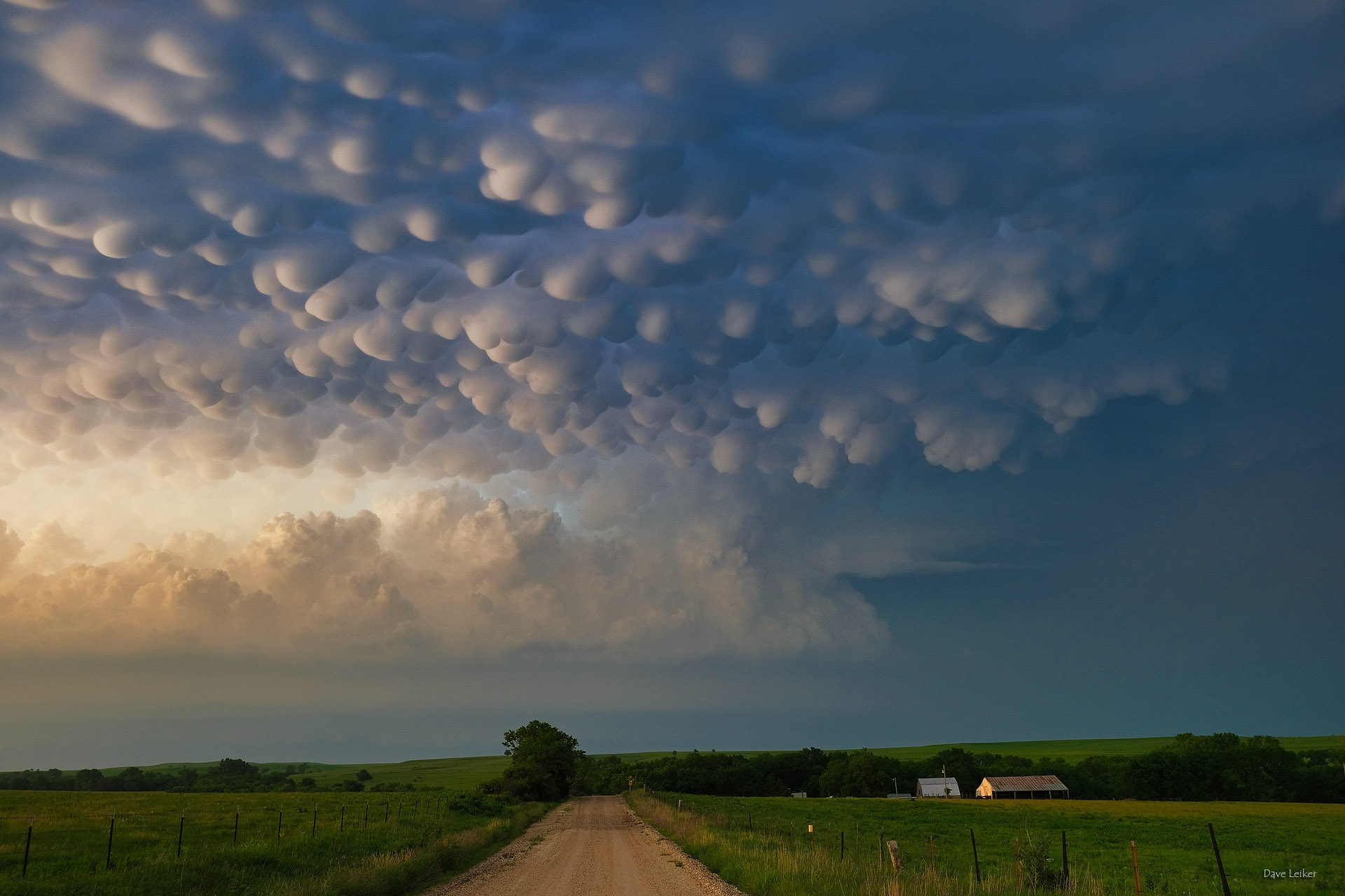 Mammatus Clouds and Country Road